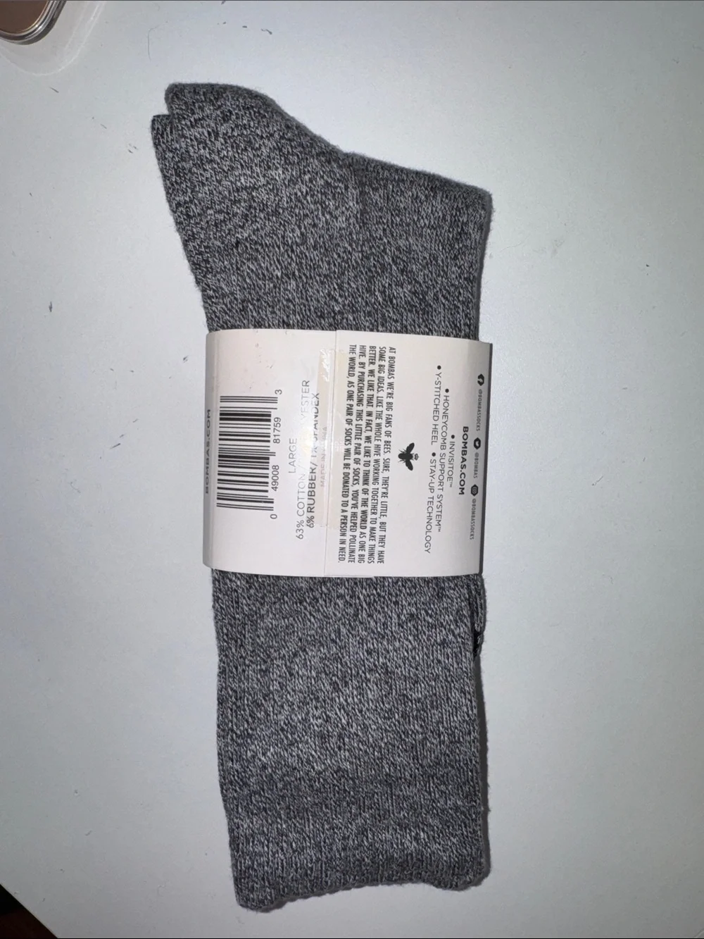 Bombas Men's Crew Socks - Gray Marled